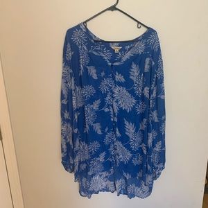 Lucky Brand Plus Size 3x Shirt Tunic Blue XXXL